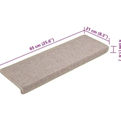 Tapis d'escalier 15 pcs 65x21x4 cm Taupe
