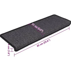 Tapis d'escalier autocollants 15 pcs 65x21x4 cm Anthracite