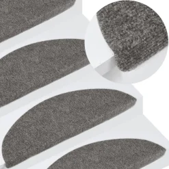 Tapis d'escalier autocollants 15 pcs 56x17x3 cm Gris