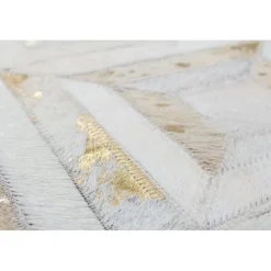 Tapis en Cuir Fait Main Spark Ivoire & Or