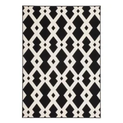 Tapis Ethnique à Poils Courts Now I Noir