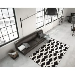 Tapis Ethnique à Poils Courts Now I Noir