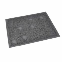 Tapis Repas pour Chien & Chat Déco Pattes 40cm Gris