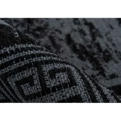 Tapis Tissé à Poils Plats Rétro Kalevi Noir