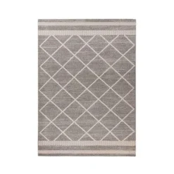 Tapis Tissé Graphique Rhombus II Beige & Marron