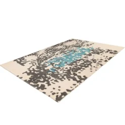 Tapis Tissé Imprimé Naila Crème & Bleu