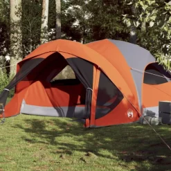 Tente de cabine familiale 6 personnes gris orange imperméable