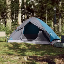 Tente de camping à dôme 4 personnes bleu imperméable