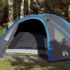 Tente de camping à dôme 4 personnes bleu imperméable