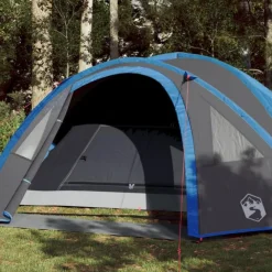 Tente de camping à dôme 4 personnes bleu imperméable