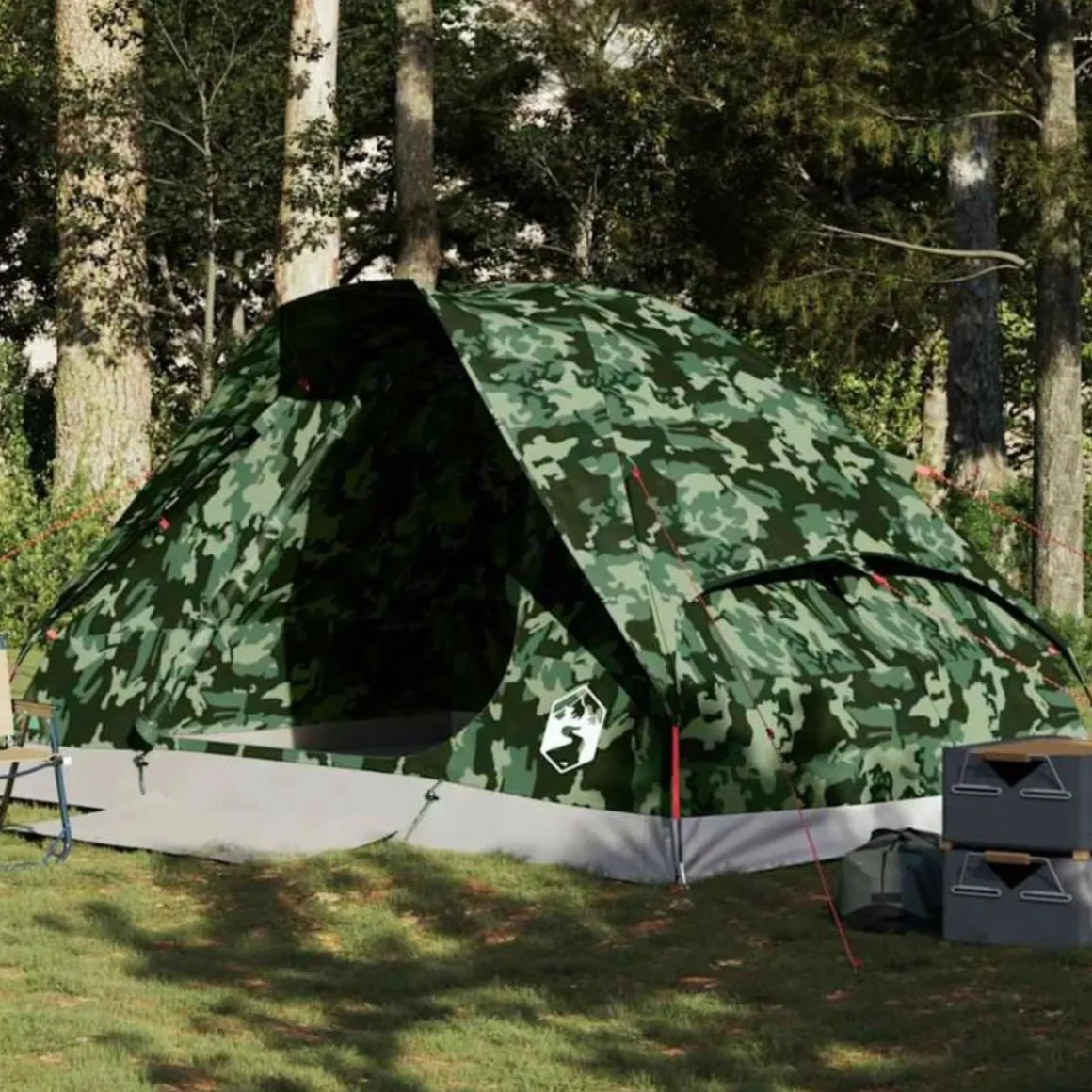 Tente de camping à dôme 4 personnes camouflage imperméable