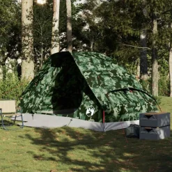 Tente de camping à dôme 4 personnes camouflage imperméable