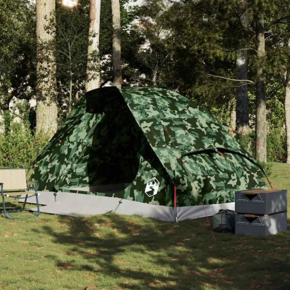 Tente de camping à dôme 4 personnes camouflage imperméable
