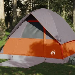 Tente de camping à dôme 4 personnes orange imperméable