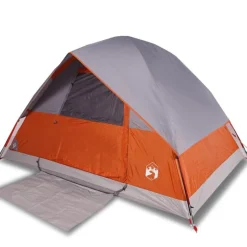 Tente de camping à dôme 4 personnes orange imperméable