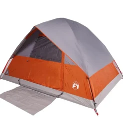 Tente de camping à dôme 4 personnes orange imperméable