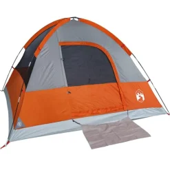 Tente de camping à dôme 4 personnes orange imperméable