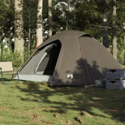 Tente de camping à dôme 4 personnes marron imperméable