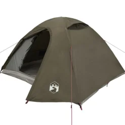 Tente de camping à dôme 4 personnes marron imperméable