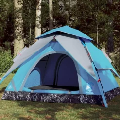 Tente de camping à dôme 4 personnes bleu libération rapide