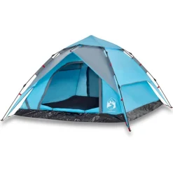 Tente de camping à dôme 4 personnes bleu libération rapide