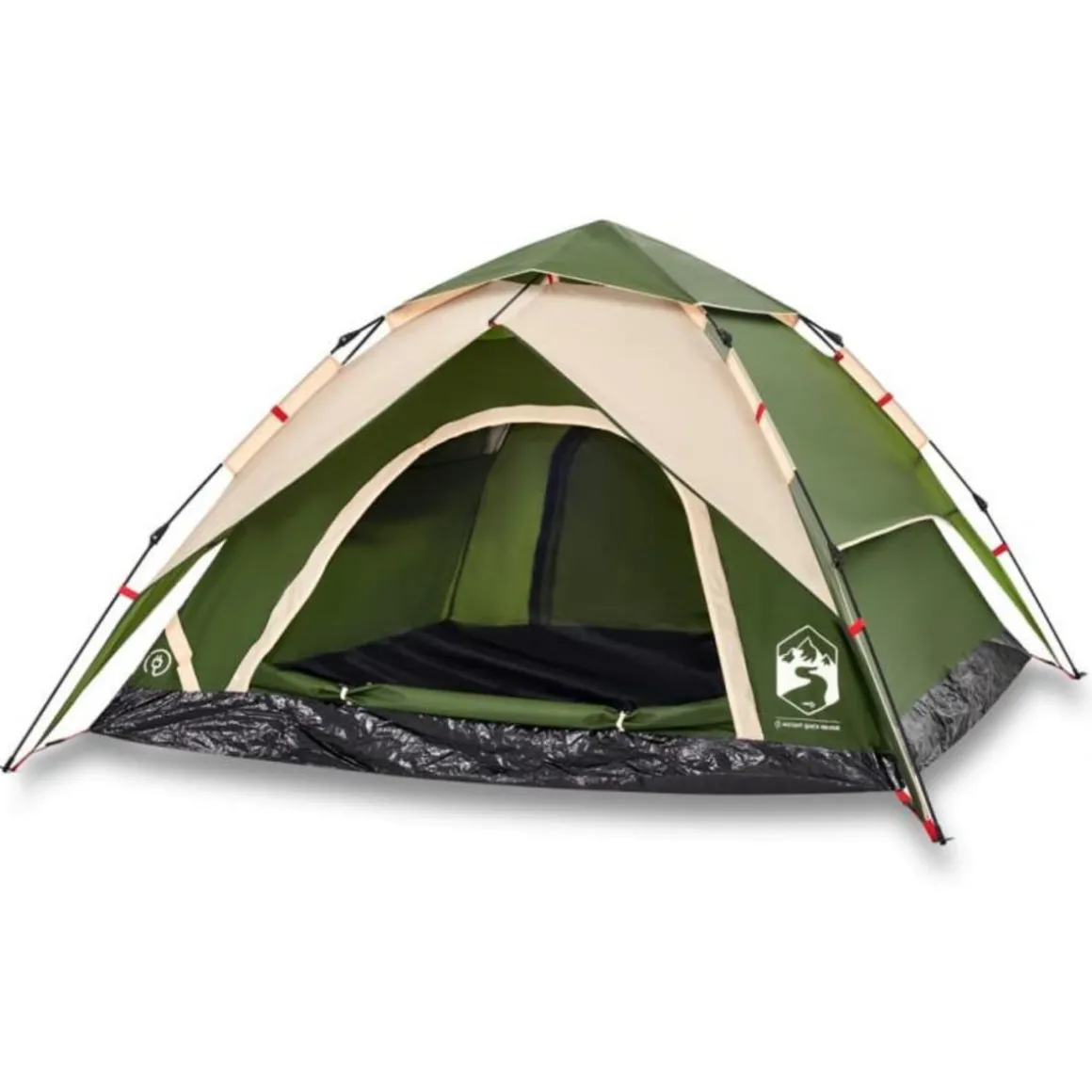 Tente de camping à dôme 4 personnes vert libération rapide