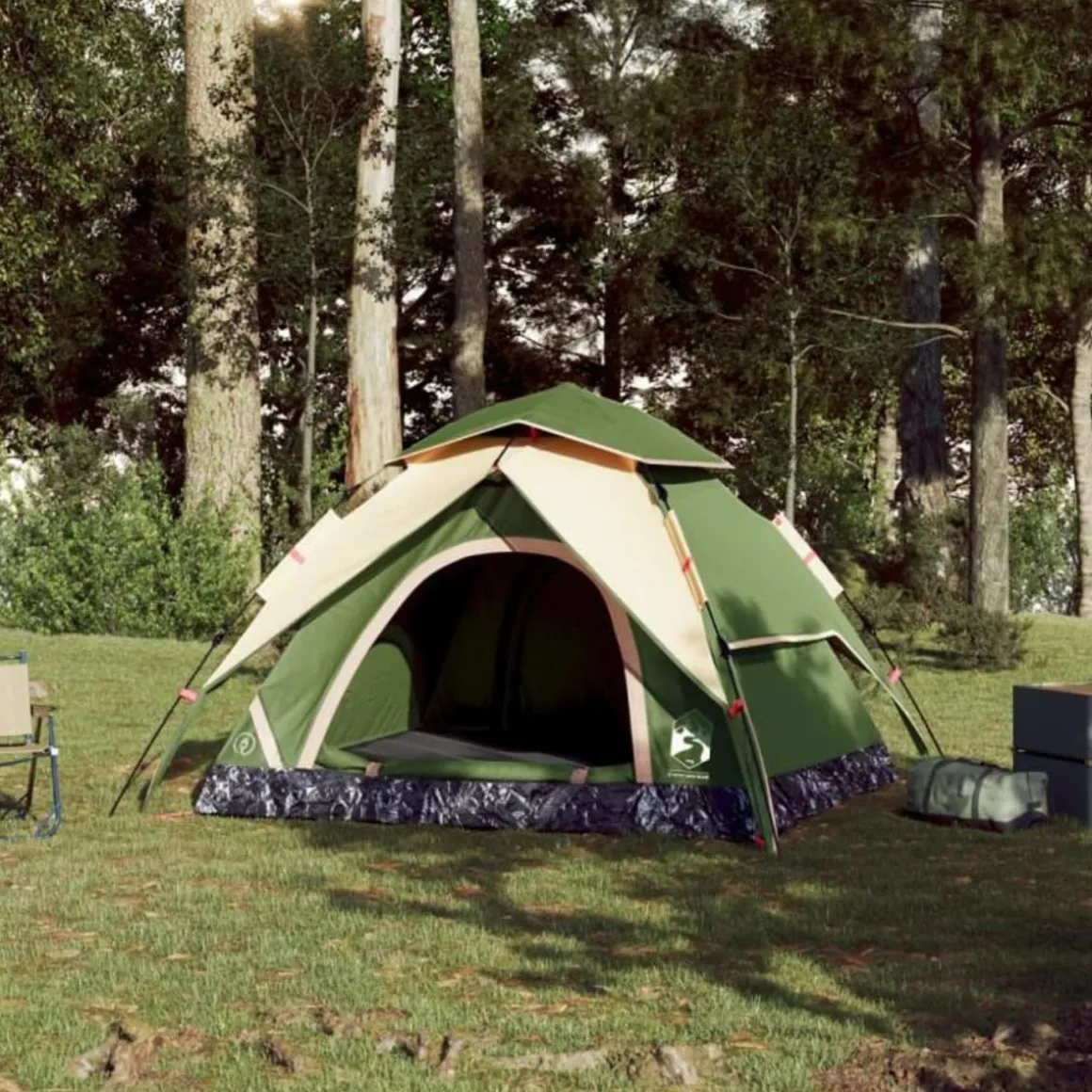 Tente de camping à dôme 4 personnes vert libération rapide