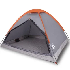 Tente de camping à dôme 2 personnes gris et orange imperméable