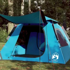Tente de camping à dôme 4 personnes bleu libération rapide