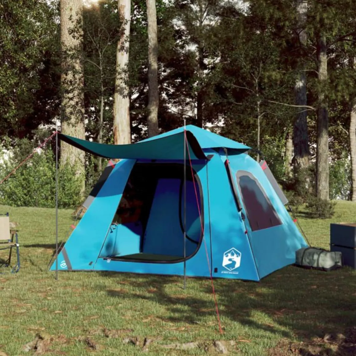 Tente de camping à dôme 4 personnes bleu libération rapide