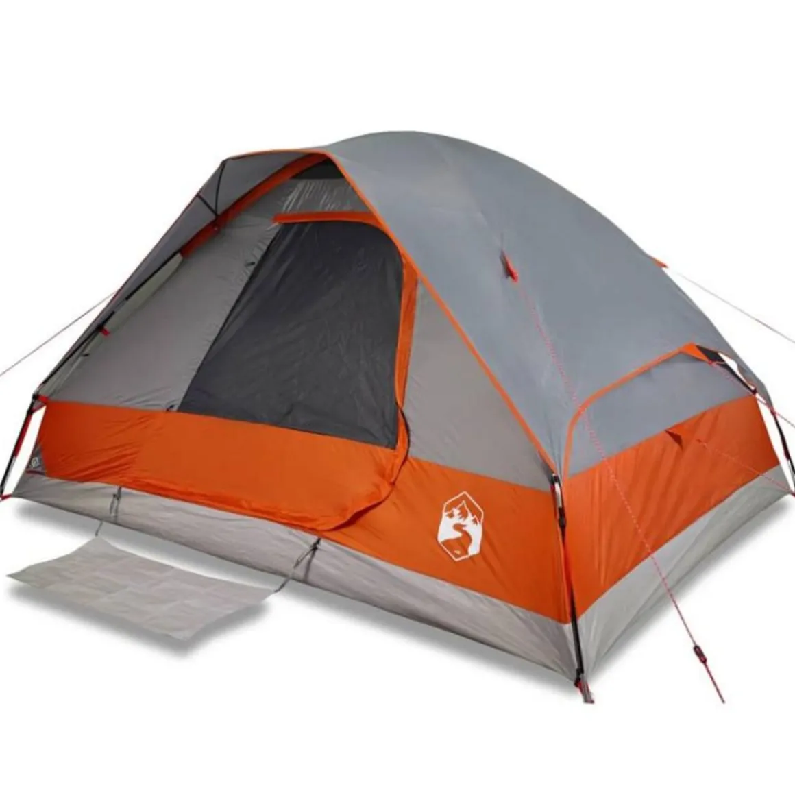 Tente de camping à dôme 2 personnes gris et orange imperméable