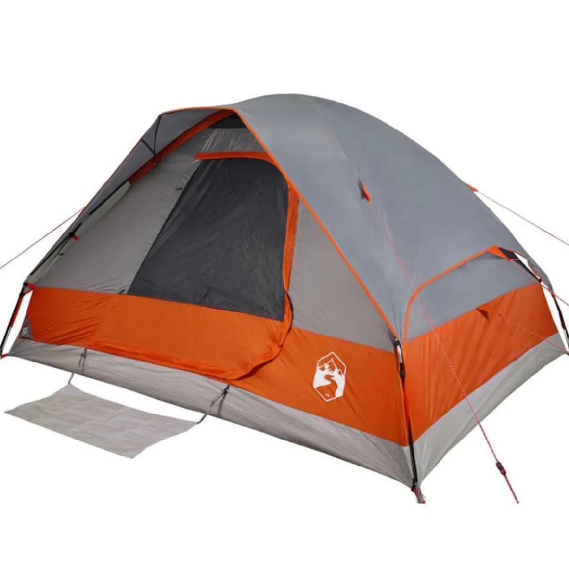 Tente de camping à dôme 2 personnes gris et orange imperméable