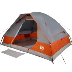 Tente de camping à dôme 2 personnes gris et orange imperméable