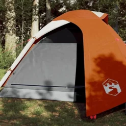 Tente de camping à dôme 3 personnes orange imperméable
