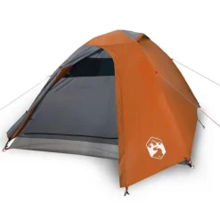 Tente de camping à dôme 3 personnes orange imperméable