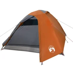 Tente de camping à dôme 3 personnes orange imperméable