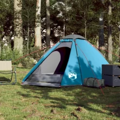 Tente de camping à dôme 4 personnes bleu imperméable
