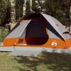 Tente de camping à dôme 4 personnes gris et orange imperméable