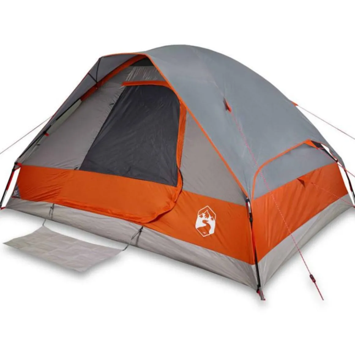 Tente de camping à dôme 4 personnes gris et orange imperméable