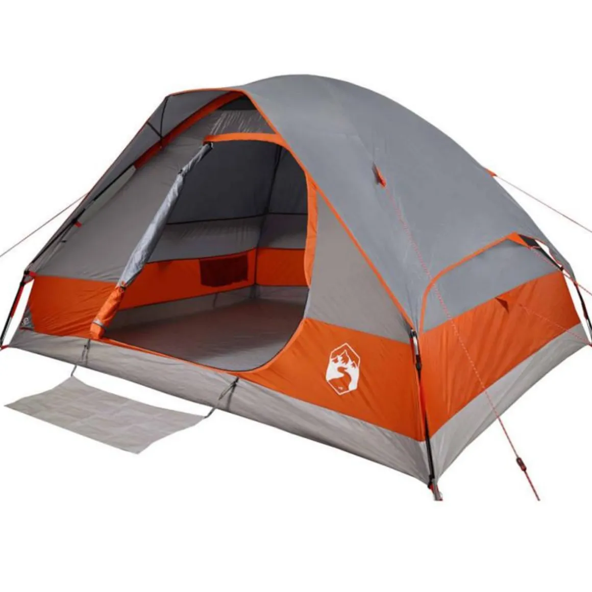 Tente de camping à dôme 4 personnes gris et orange imperméable