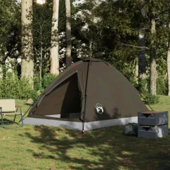 Tente de camping à dôme 4 personnes marron imperméable