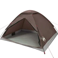 Tente de camping à dôme 4 personnes marron imperméable