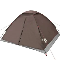 Tente de camping à dôme 4 personnes marron imperméable