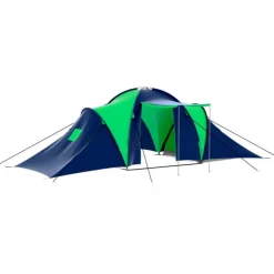 Tente de camping 9 personnes Bleu et Vert