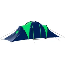 Tente de camping 9 personnes Bleu et Vert