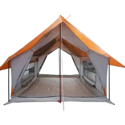 Tente de camping 5 personnes gris et orange imperméable