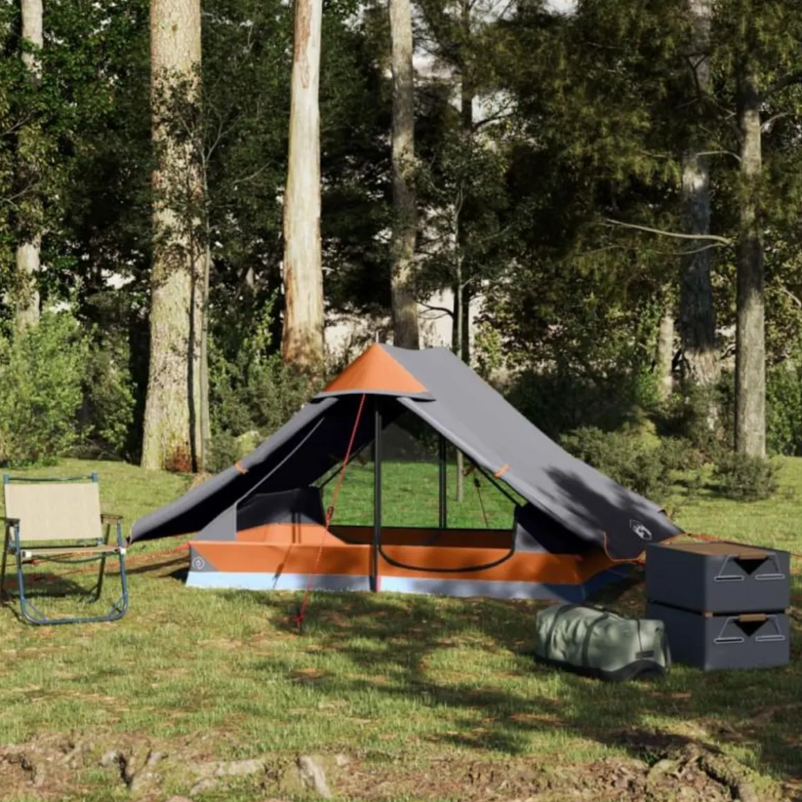 Tente de camping 2 personnes gris imperméable