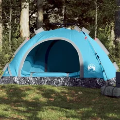 Tente de camping 3 personnes bleu libération rapide