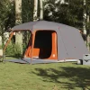 Tente de camping avec dôme porche 5 personnes gris et orange