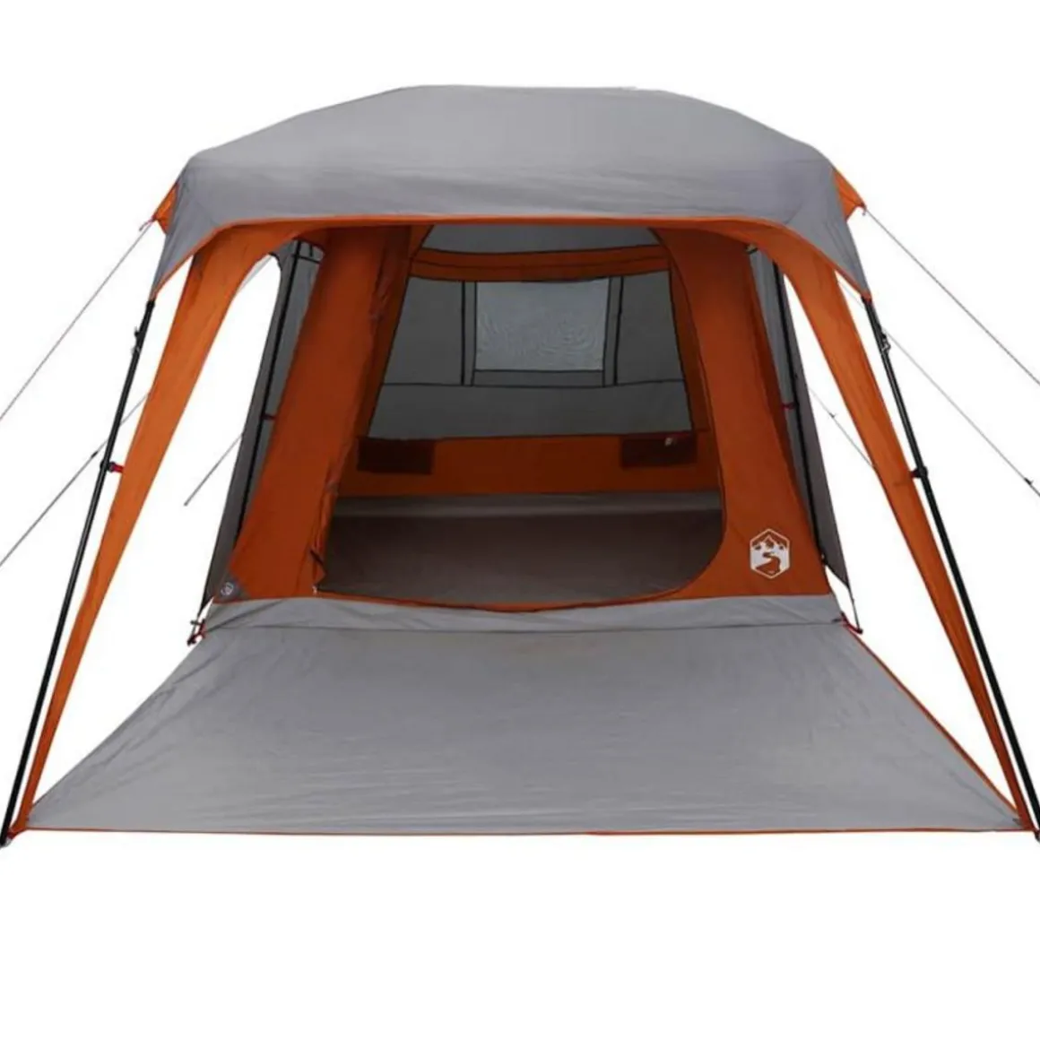 Tente de camping avec dôme porche 5 personnes gris et orange